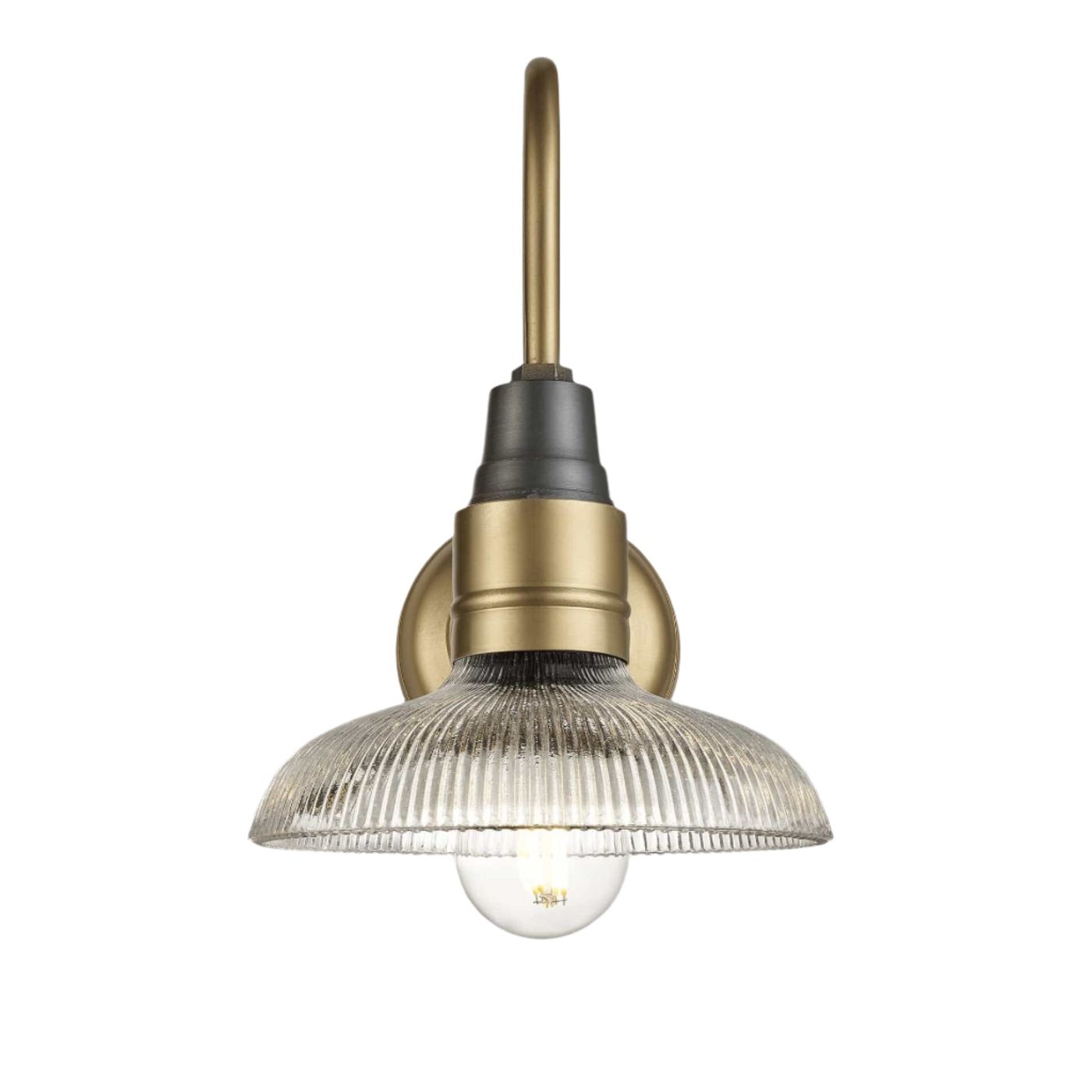 Swan Neck Glass Dome Wall Light - 8 inch - Brass Industville SN-GLDWL8-B