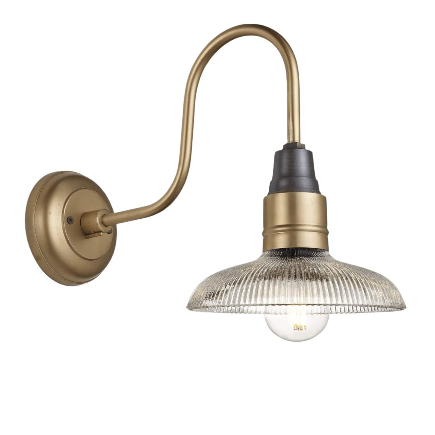 Swan Neck Glass Dome Wall Light - 8 inch - Brass Industville SN-GLDWL8-B