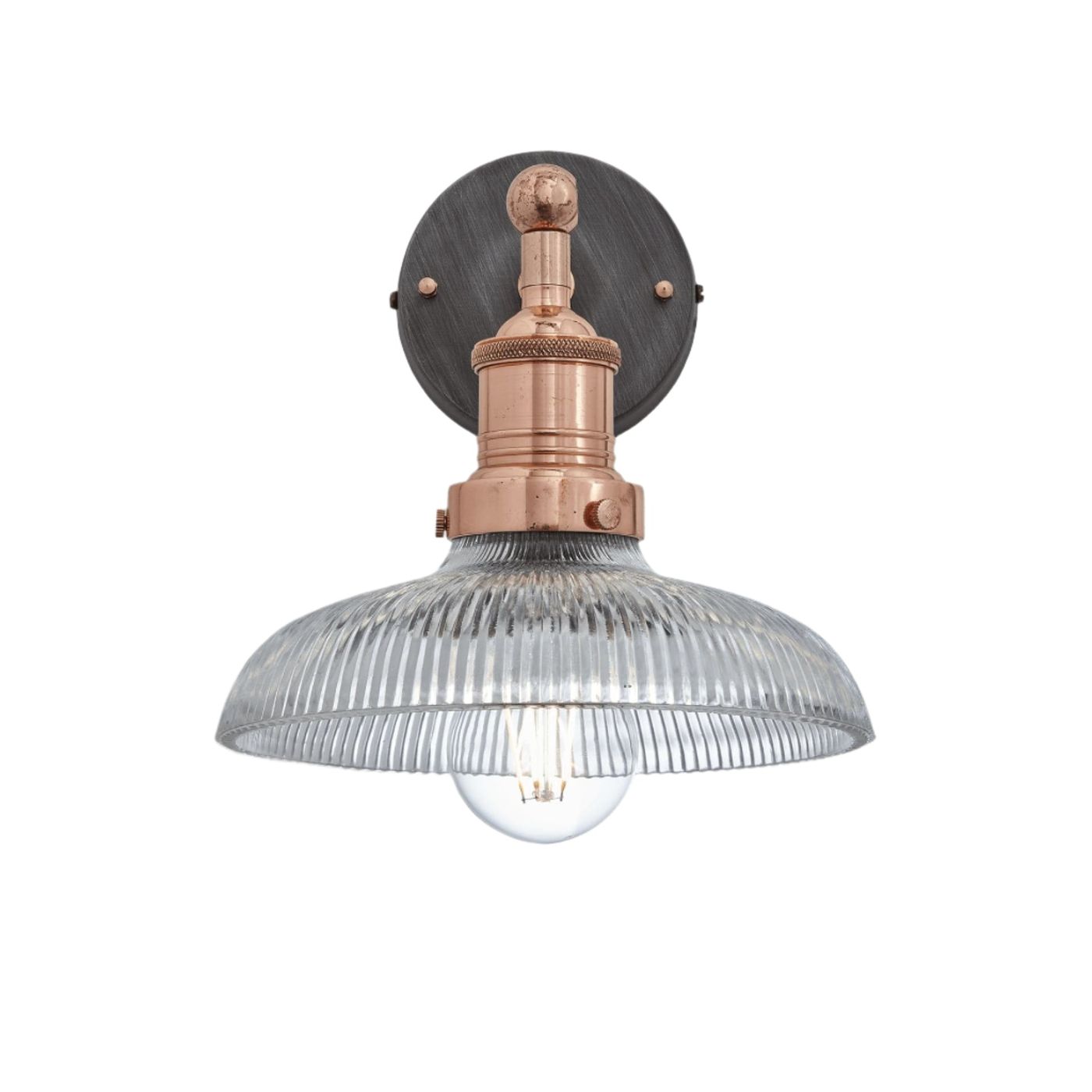 Glass Dome with Copper Holder Brooklyn Wall Light - 8 Inch Industville BR-GLDWL8-CH