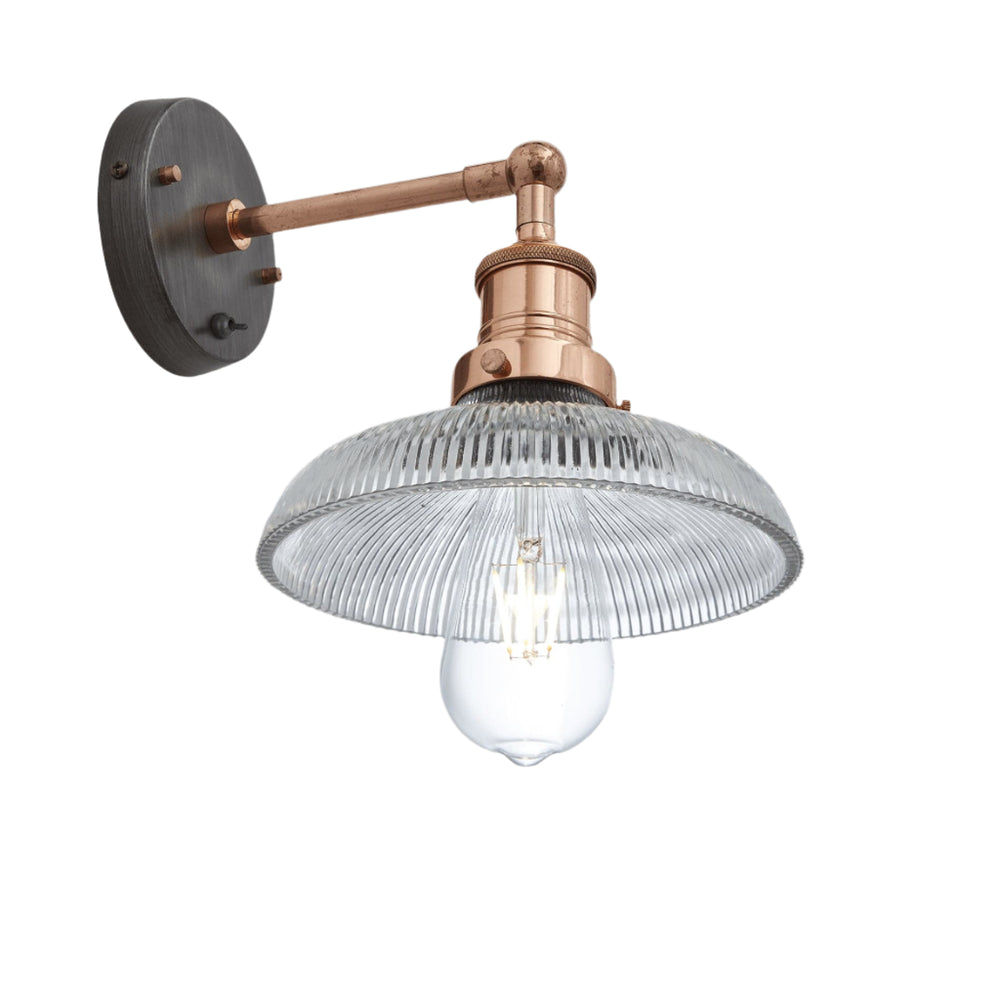Glass Dome with Copper Holder Brooklyn Wall Light - 8 Inch Industville BR-GLDWL8-CH