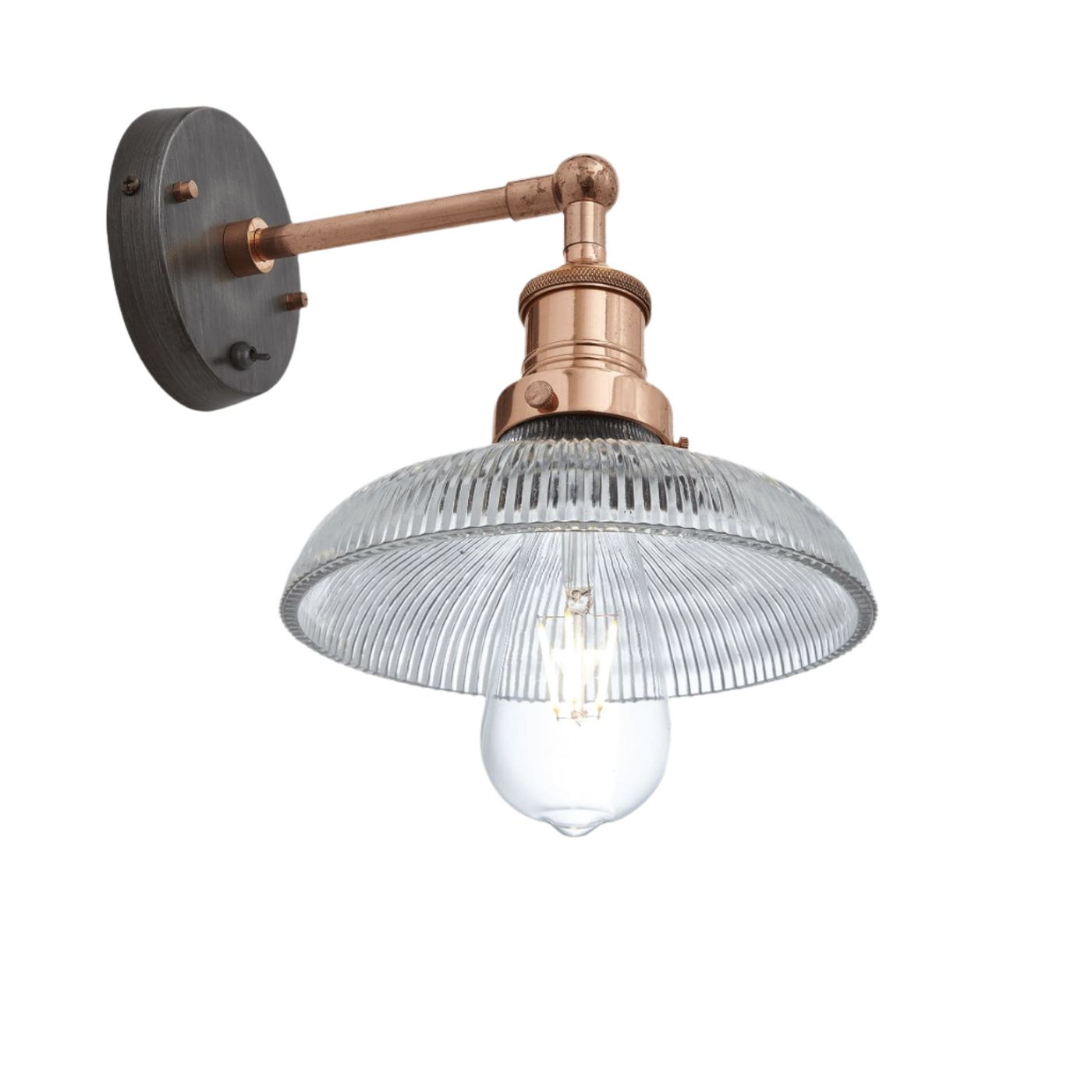 Glass Dome with Copper Holder Brooklyn Wall Light - 8 Inch Industville BR-GLDWL8-CH