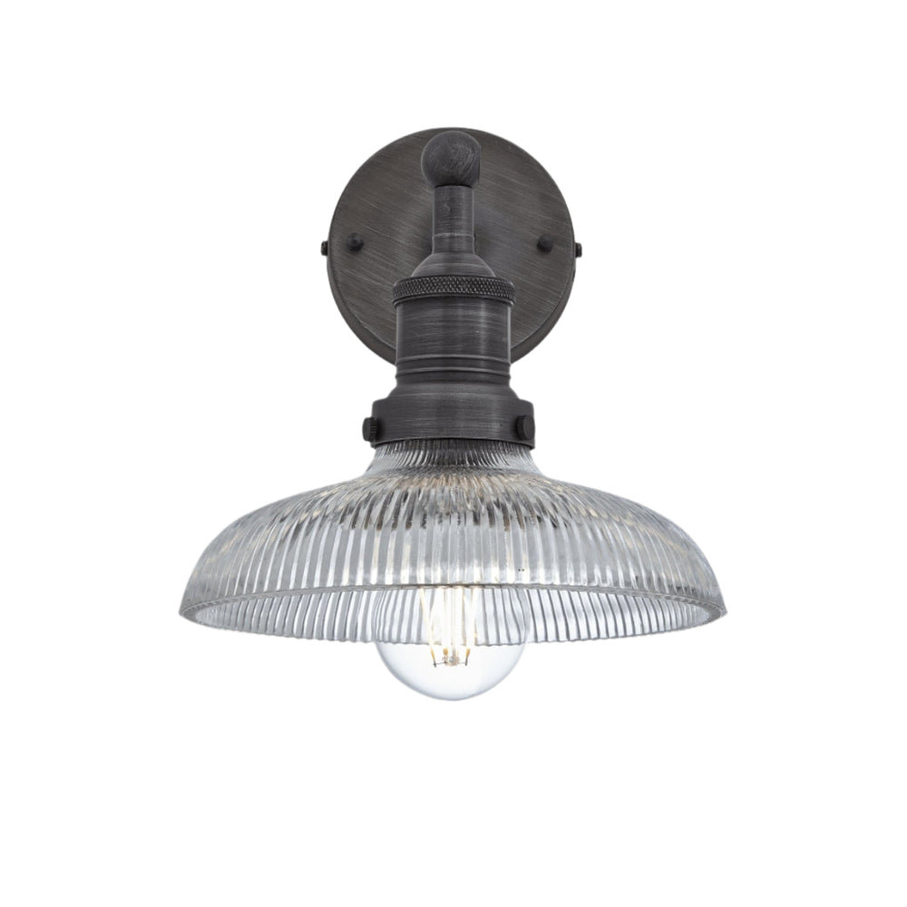 Glass Dome with Pewter Holder Brooklyn Wall Light - 8 Inch Industville BR-GLDWL8-PH