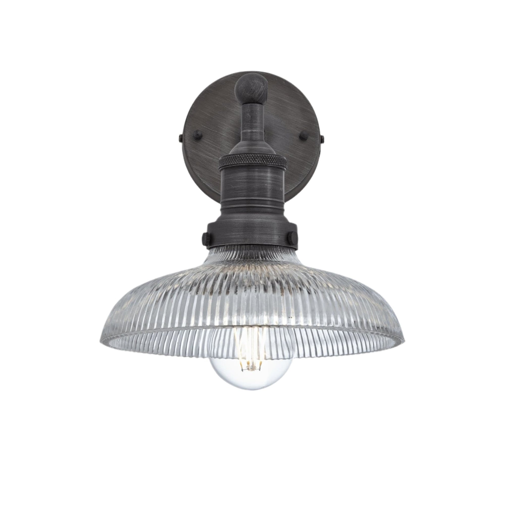 Glass Dome with Pewter Holder Brooklyn Wall Light - 8 Inch Industville BR-GLDWL8-PH