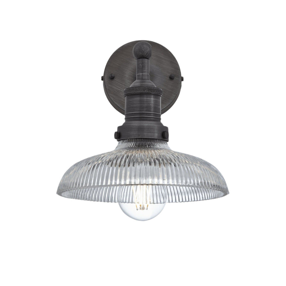 Glass Dome with Pewter Holder Brooklyn Wall Light - 8 Inch Industville BR-GLDWL8-PH