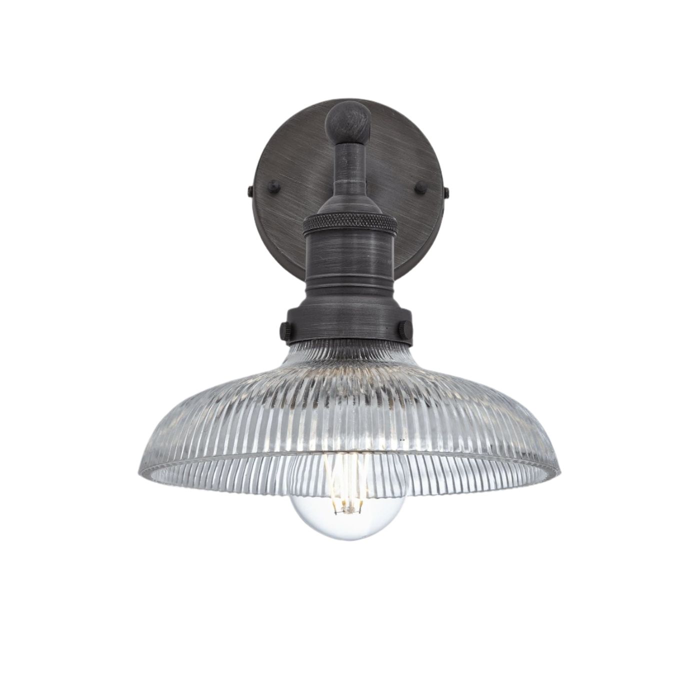Glass Dome with Pewter Holder Brooklyn Wall Light - 8 Inch Industville BR-GLDWL8-PH