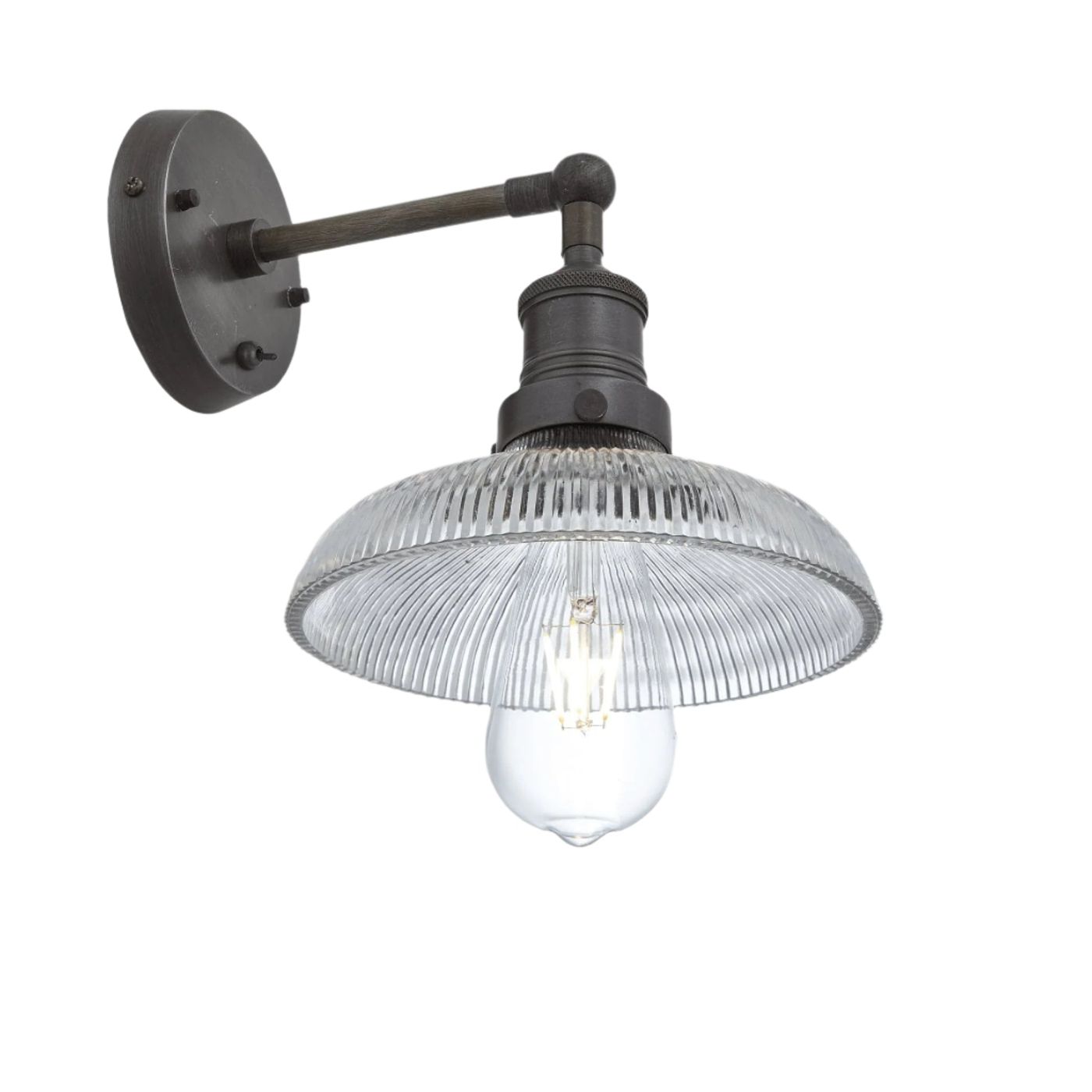 Glass Dome with Pewter Holder Brooklyn Wall Light - 8 Inch Industville BR-GLDWL8-PH