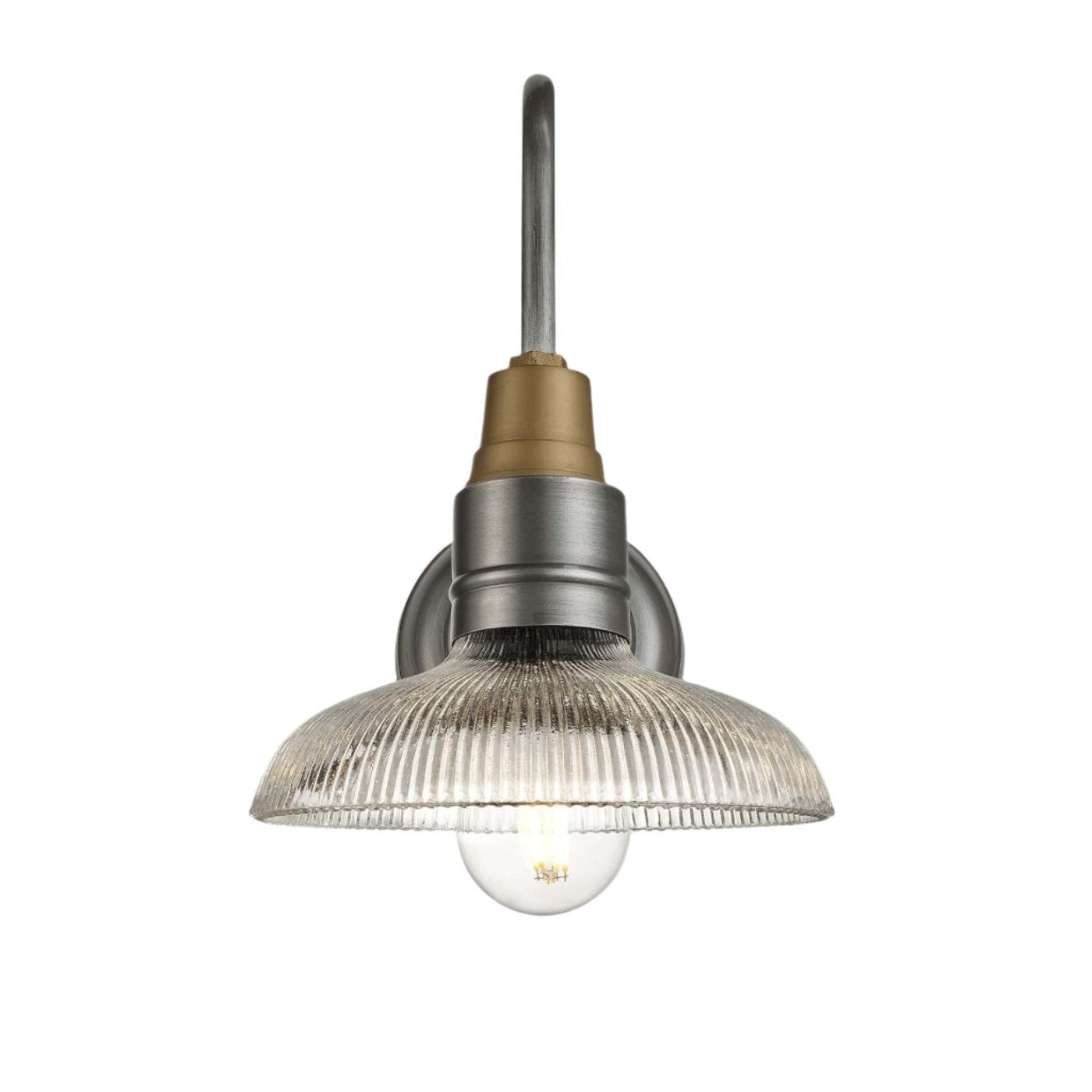 Swan Neck Glass Dome Wall Light - 8 inch – Pewter Industville SN-GLDWL8-P