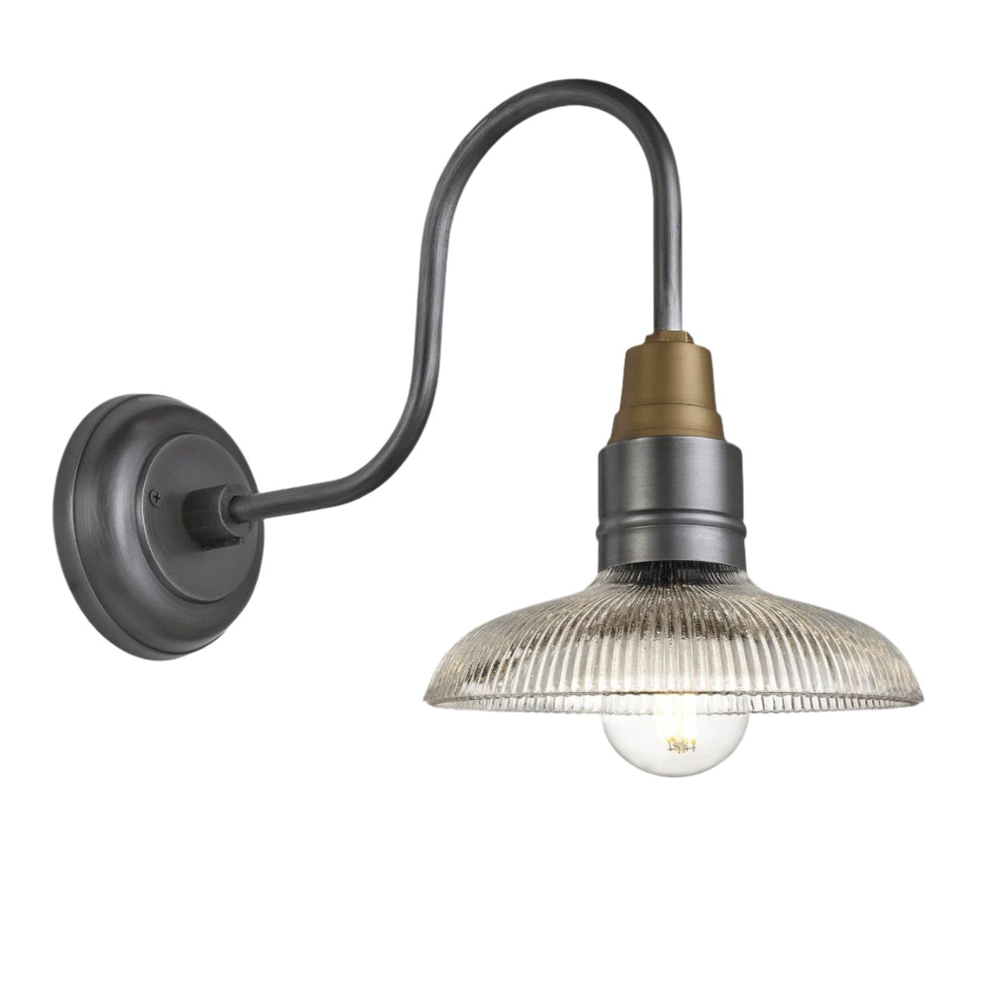 Swan Neck Glass Dome Wall Light - 8 inch – Pewter Industville SN-GLDWL8-P