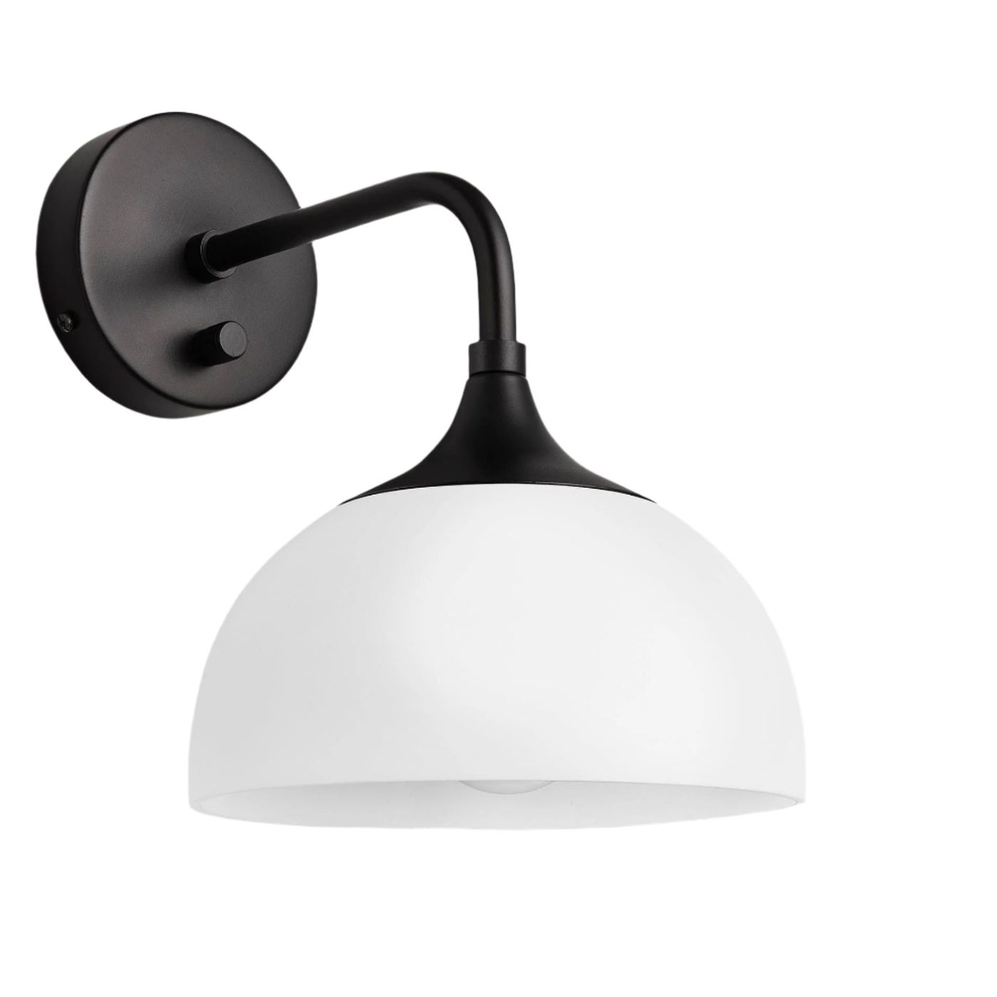 Chelsea Opal Glass Dome Wall Light in 8 Inch with Black Holder, Product Code CH-OGL-DWL8-W-BKH