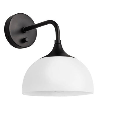 Chelsea Opal Glass Dome Wall Light in 8 Inch with Black Holder, Product Code CH-OGL-DWL8-W-BKH
