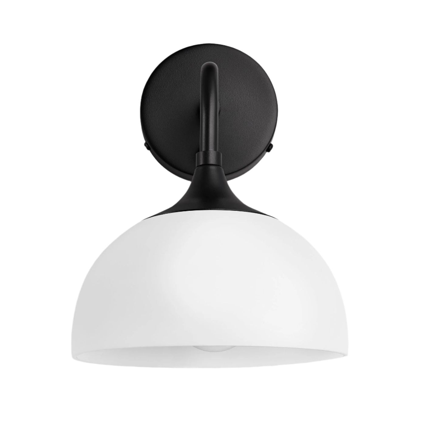 Chelsea Opal Glass Dome Wall Light in 8 Inch with Black Holder, Product Code CH-OGL-DWL8-W-BKH