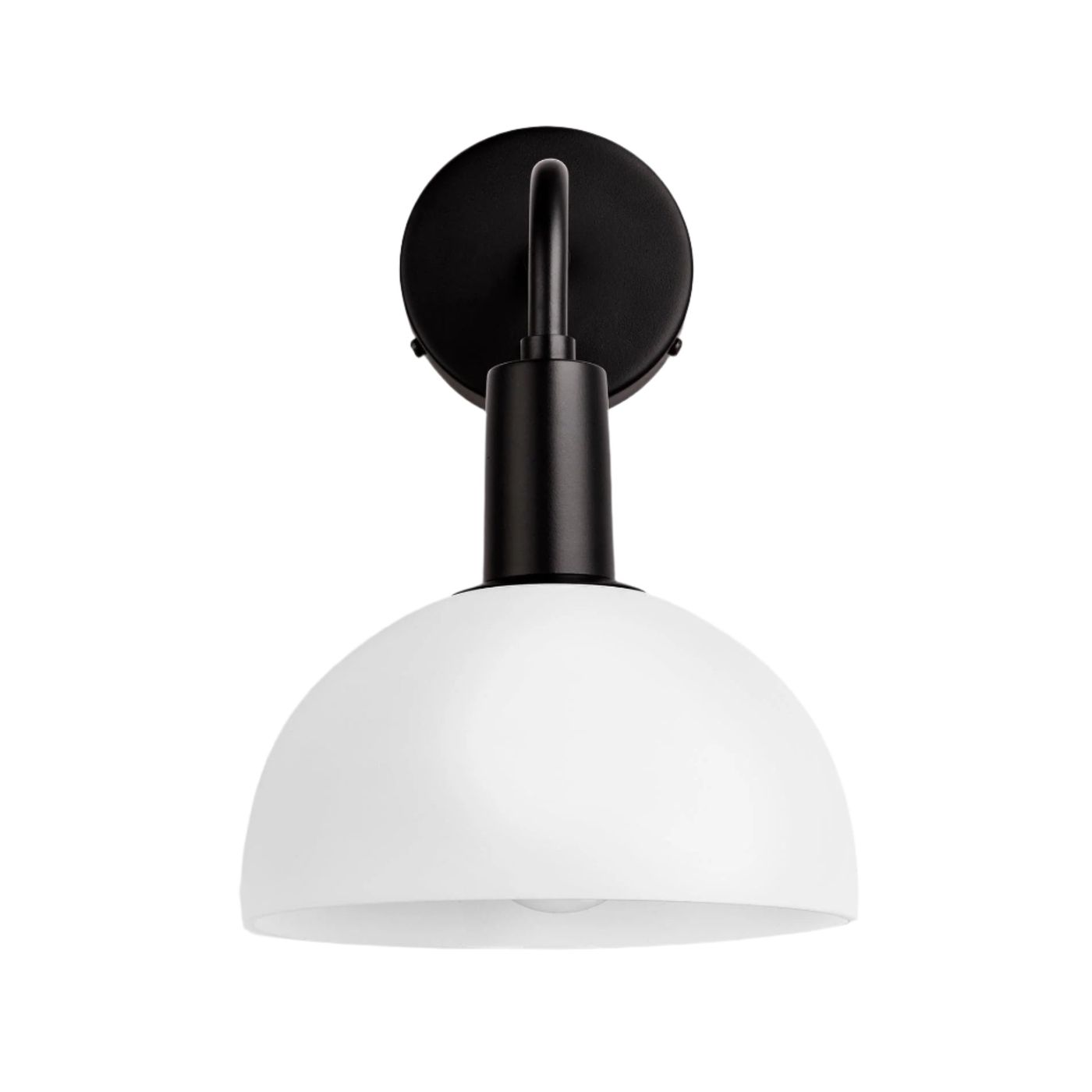Sleek Opal Glass Dome Wall Light - 8 Inch Industville SL-OGL-DWL8-W-BKH