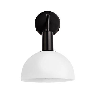 Sleek Opal Glass Dome Wall Light in 8 Inch with Black Holder Industville SL-OGL-DWL8-W-BKH