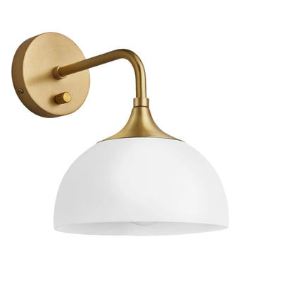 Chelsea Opal Glass Dome Wall Light in 8 Inch with Brass Holder, Product Code CH-OGL-DWL8-W-BH