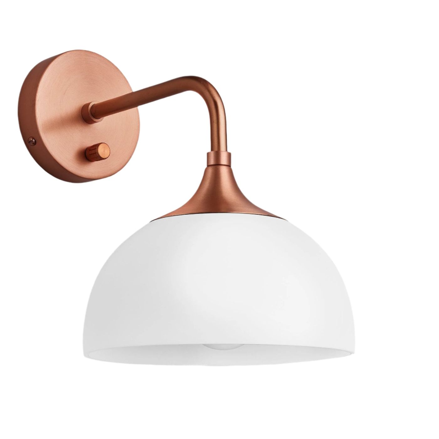 Chelsea Opal Glass Dome Wall Light in 8 Inch with Copper Holder, Product Code CH-OGL-DWL8-W-CH