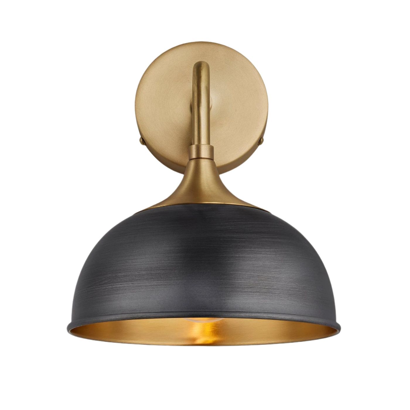 Brass & Pewter with Brass Holder Chelsea Dome Wall Light - 8 Inch - CH-DWL8-BP-BH
