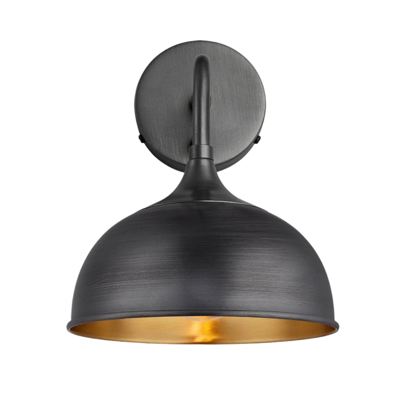 Brass & Pewter with Pewter Holder Chelsea Dome Wall Light - 8 Inch - CH-DWL8-BP-PH