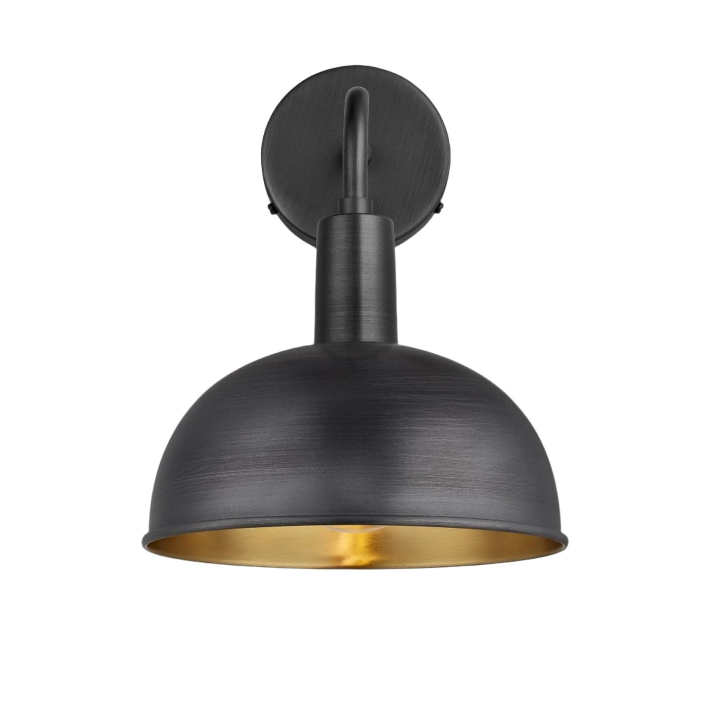 Pewter & Brass Sleek Dome Wall Light in 8 Inch with Pewter Holder - Product Code is SL-DWL8-BP-PH