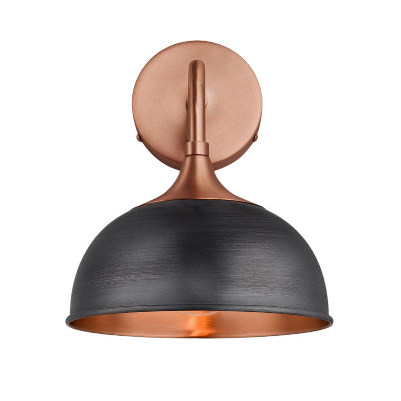 Pewter and Copper with Copper Holder Chelsea Dome Wall Light - 8 Inch - CH-DWL8-CP-CH