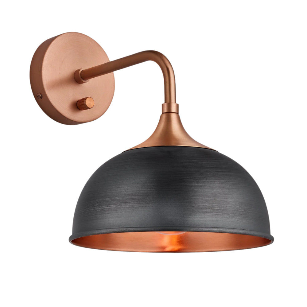 Pewter and Copper with Copper Holder Chelsea Dome Wall Light - 8 Inch - CH-DWL8-CP-CH