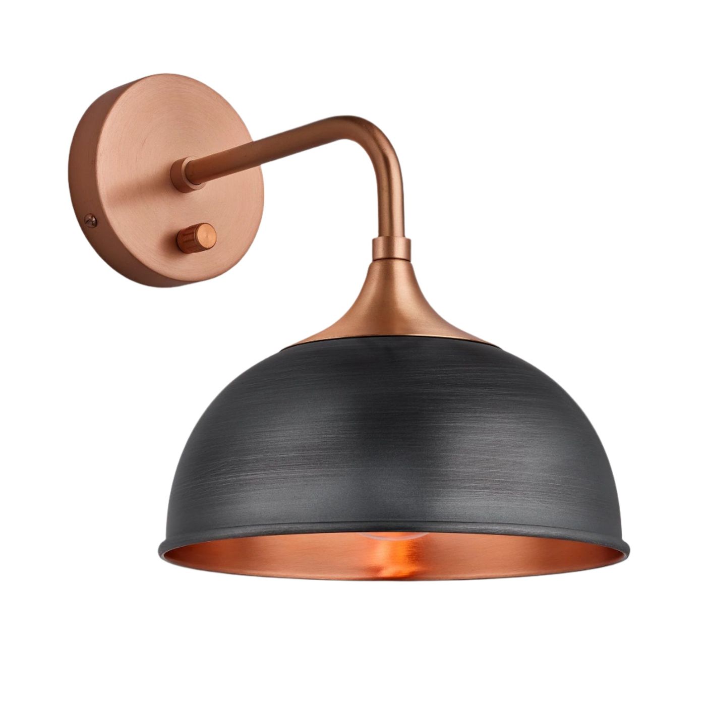 Pewter and Copper with Copper Holder Chelsea Dome Wall Light - 8 Inch - CH-DWL8-CP-CH