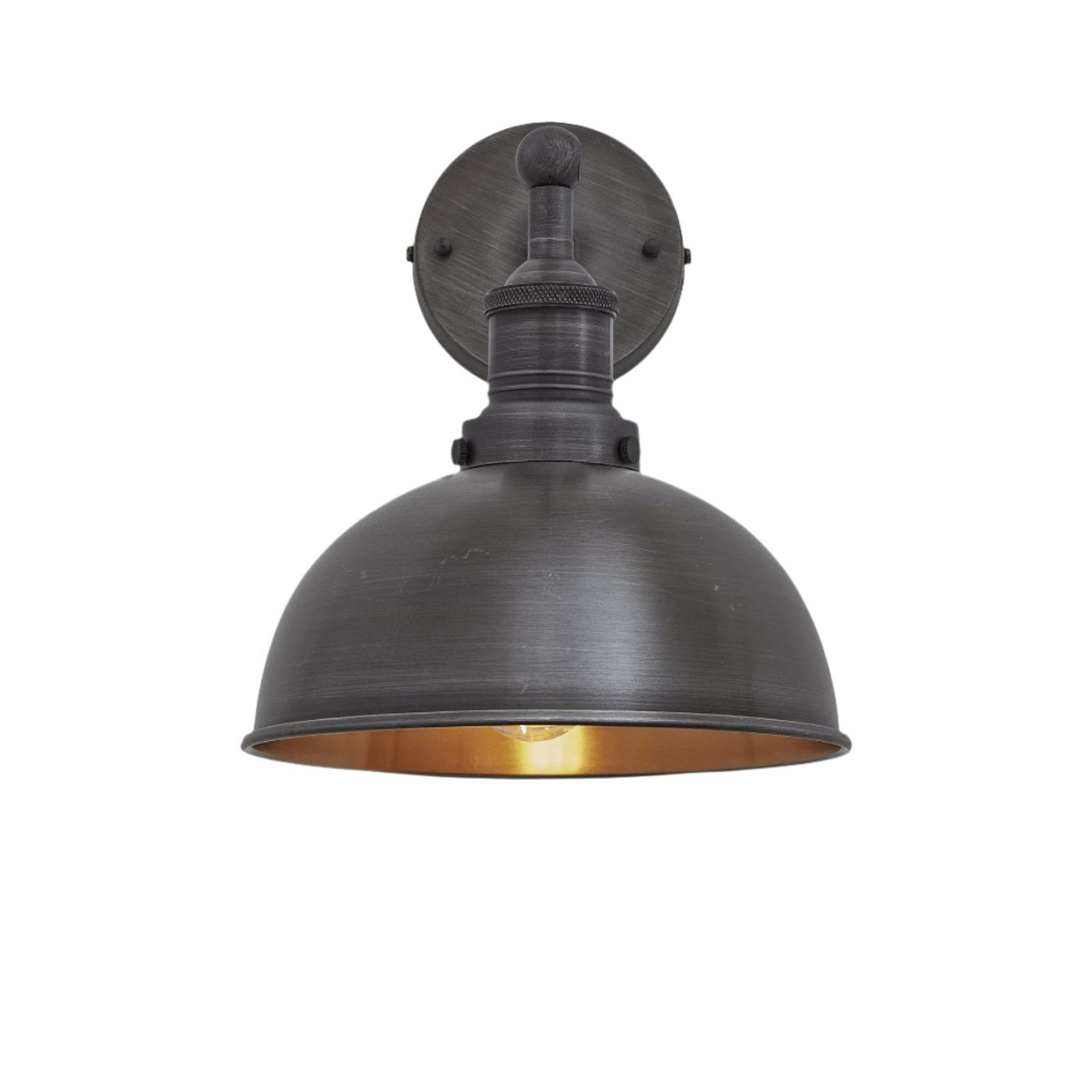 Pewter and Copper with Pewter Holder Brooklyn Dome Wall Light - 8 Inch - Industville BR-DWL8-CP-PH