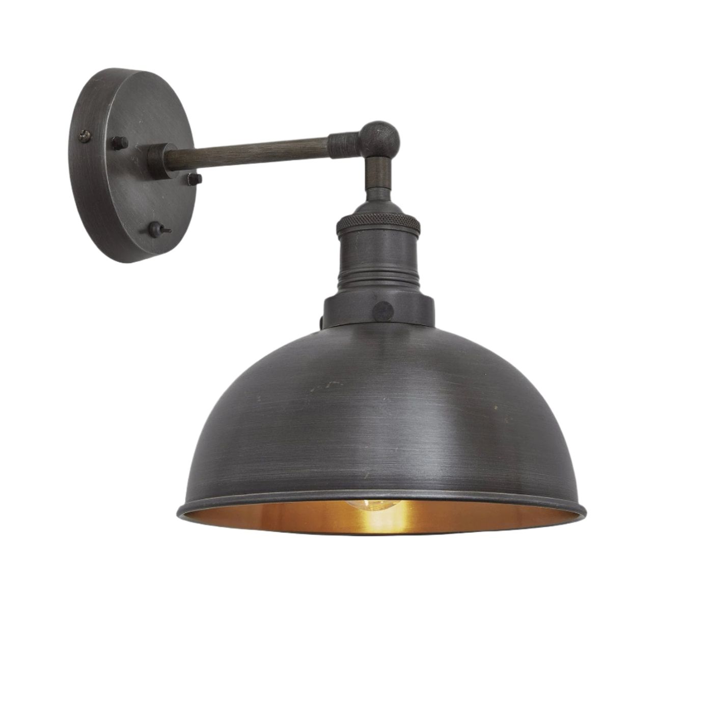 Pewter and Copper with Pewter Holder Brooklyn Dome Wall Light - 8 Inch - Industville BR-DWL8-CP-PH
