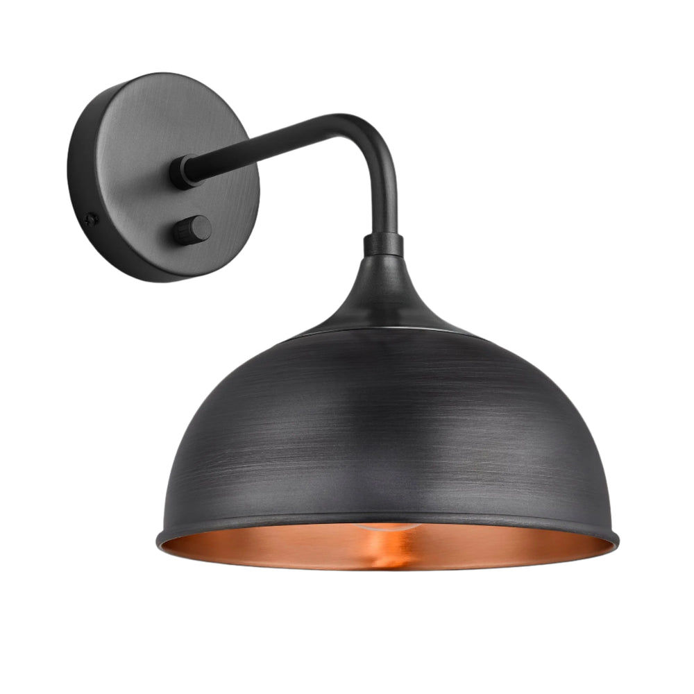Pewter and Copper with Pewter Holder Chelsea Dome Wall Light - 8 Inch - CH-DWL8-CP-PH