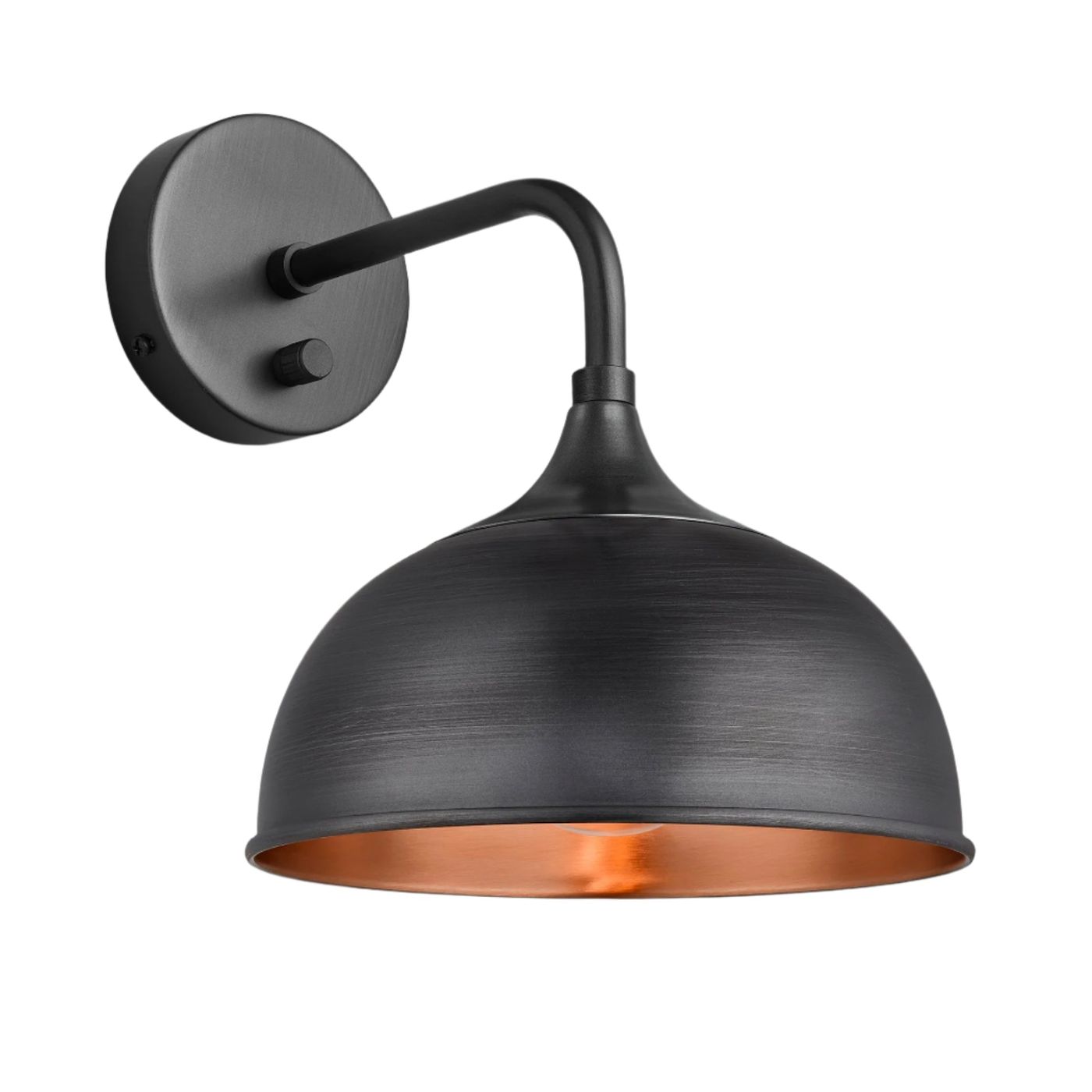 Pewter and Copper with Pewter Holder Chelsea Dome Wall Light - 8 Inch - CH-DWL8-CP-PH