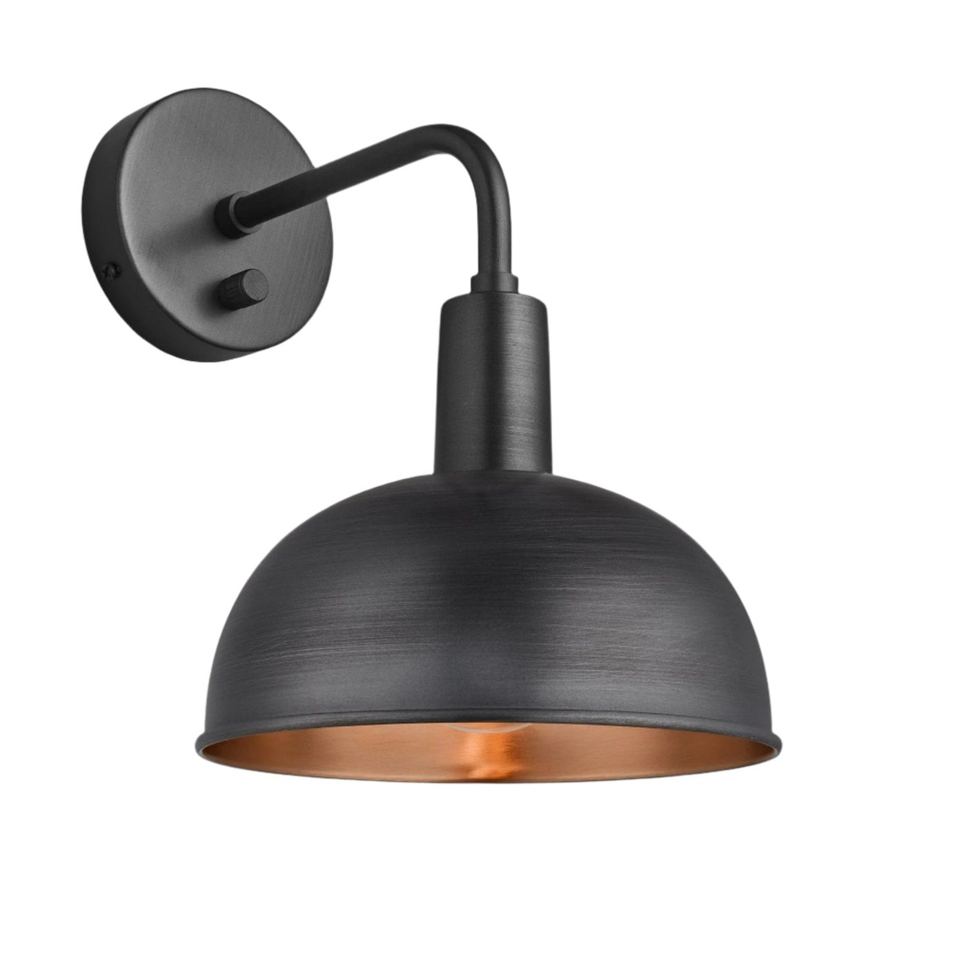 Pewter & Copper Sleek Dome Wall Light in 8 Inch with Pewter Holder - Product Code is SL-DWL8-CP-PH