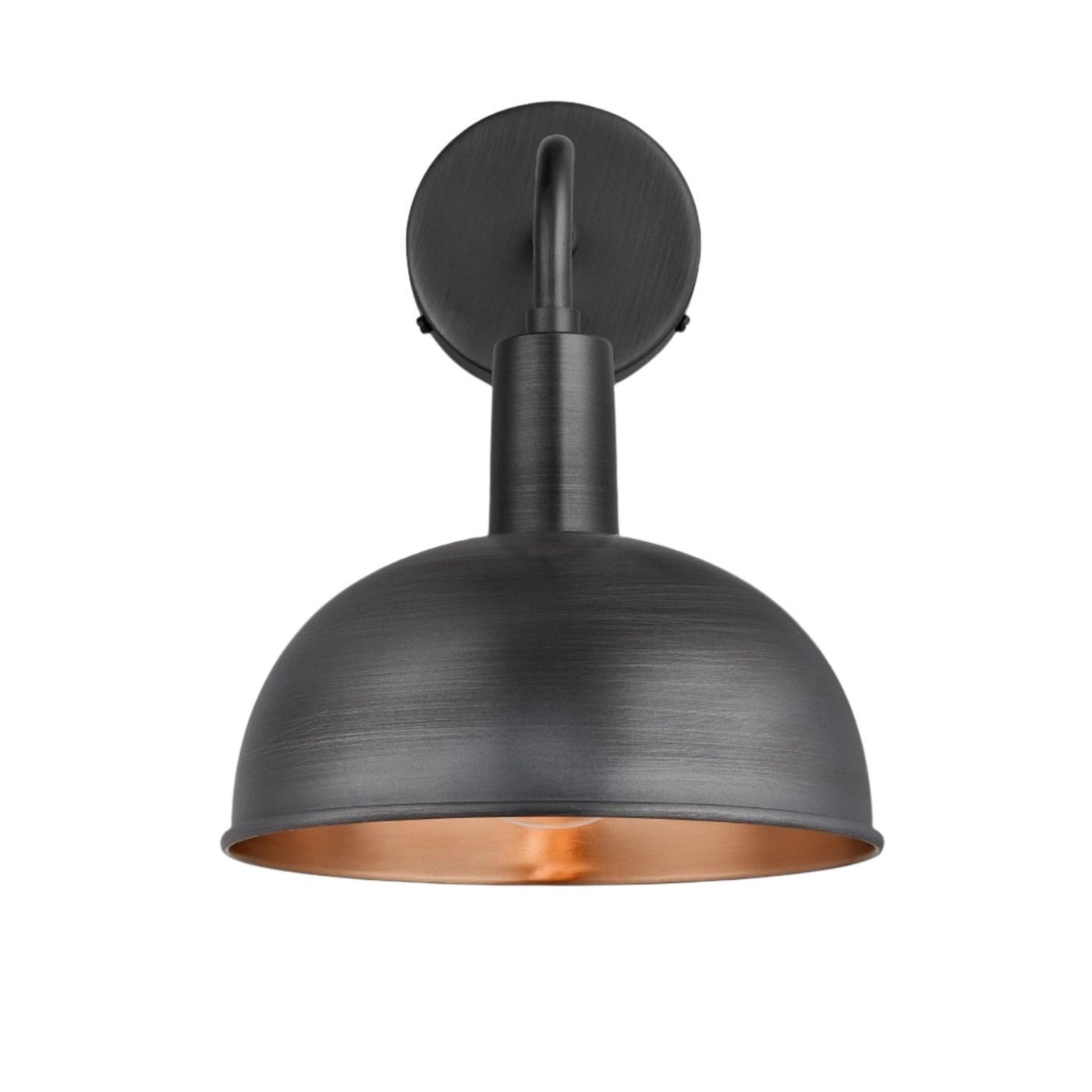 Pewter & Copper Sleek Dome Wall Light in 8 Inch with Pewter Holder - Product Code is SL-DWL8-CP-PH