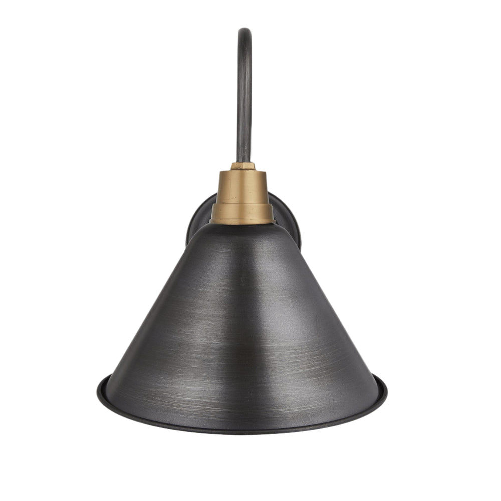 Pewter Swan Neck Cone Wall Light in 8 Inch with Pewter Holder, Product Code is SN-CWL8-P