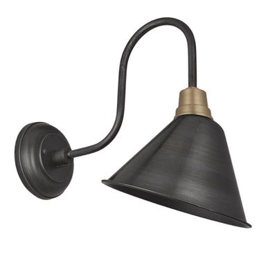 Pewter Swan Neck Cone Wall Light in 8 Inch with Pewter Holder, Product Code is SN-CWL8-P