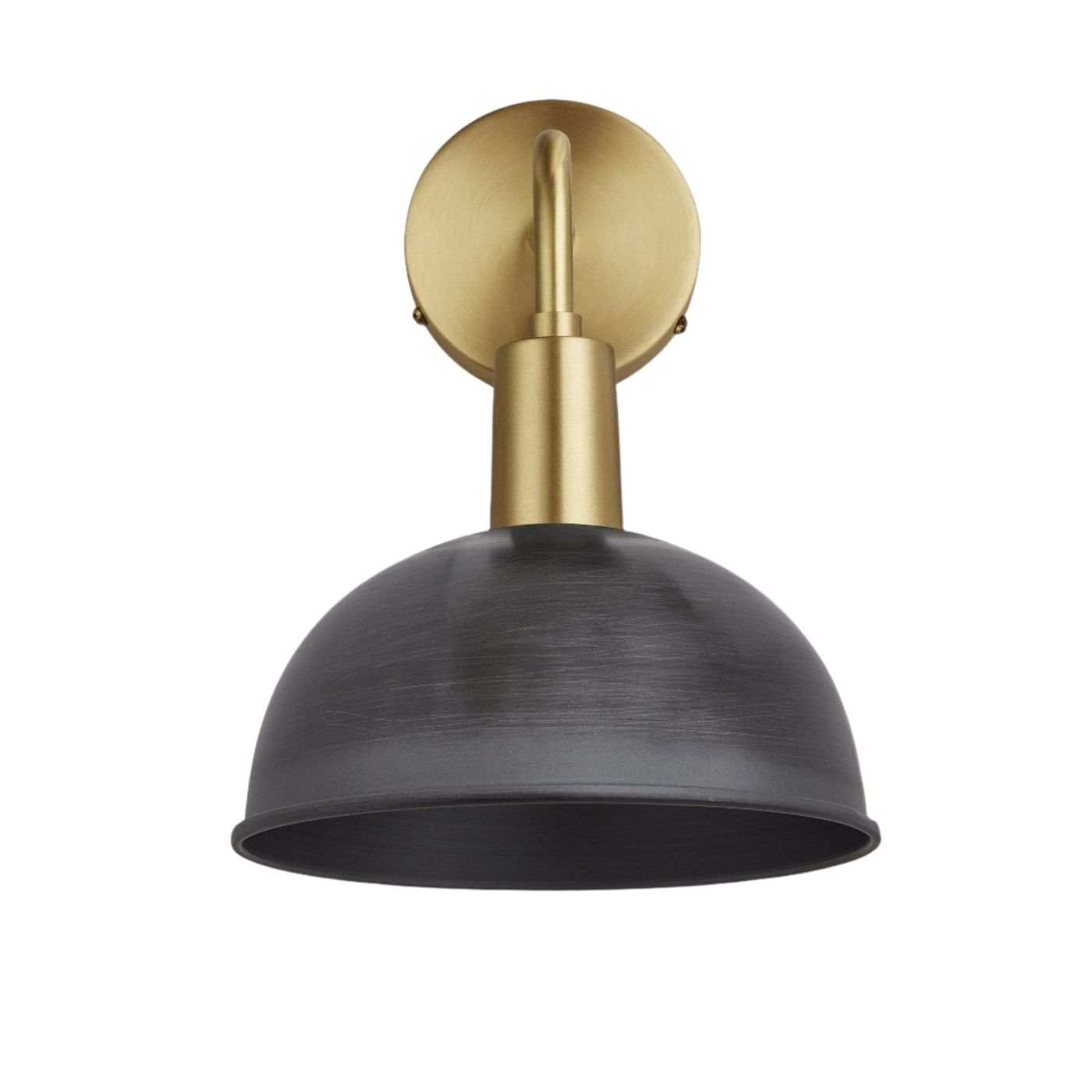 Pewter Sleek Dome Wall Light in 8 Inch with Brass Holder - Product Code is SL-DWL8-P-BH