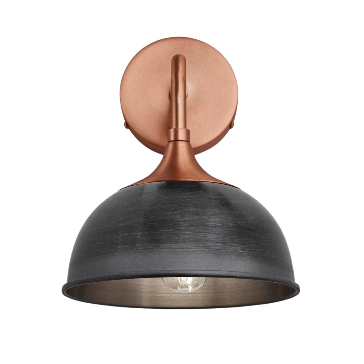 Pewter with Copper Holder Chelsea Dome Wall Light - 8 Inch - CH-DWL8-P-CH