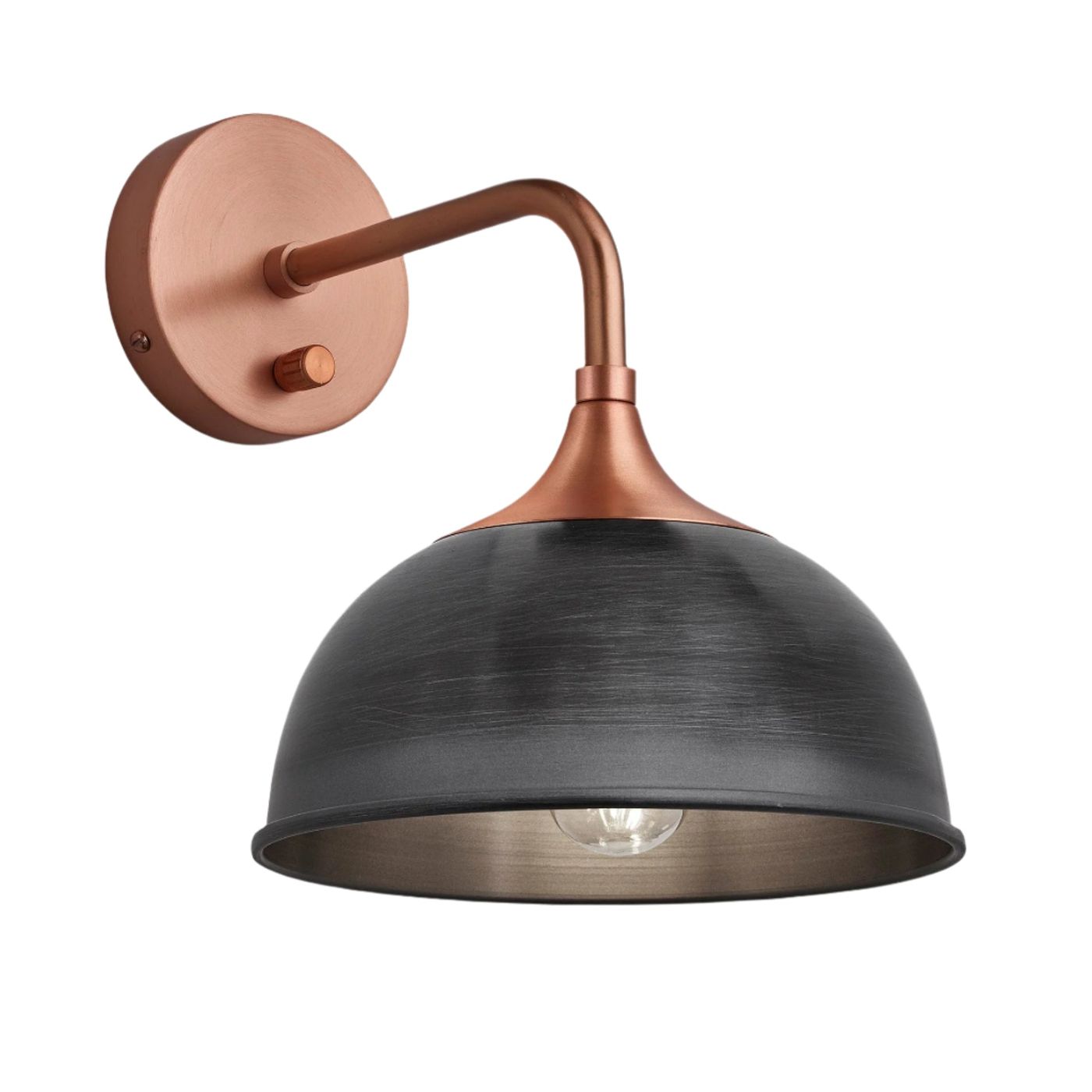 Pewter with Copper Holder Chelsea Dome Wall Light - 8 Inch - CH-DWL8-P-CH