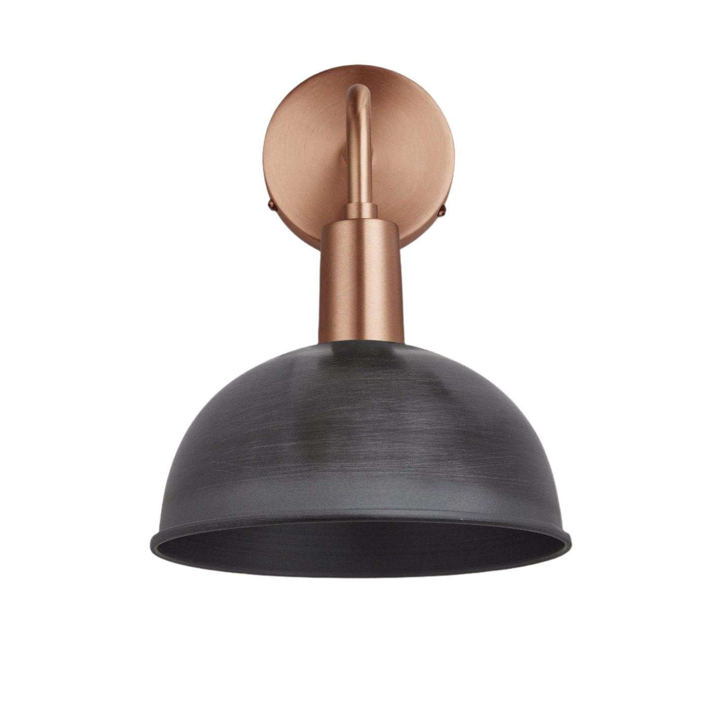 Pewter Sleek Dome Wall Light in 8 Inch with Copper Holder - Product Code is SL-DWL8-P-CH