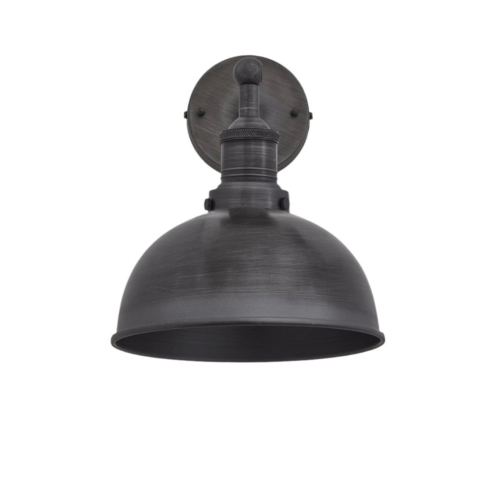 Pewter with Pewter Holder Brooklyn Dome Wall Light - 8 Inch - Industville BR-DWL8-P-PH