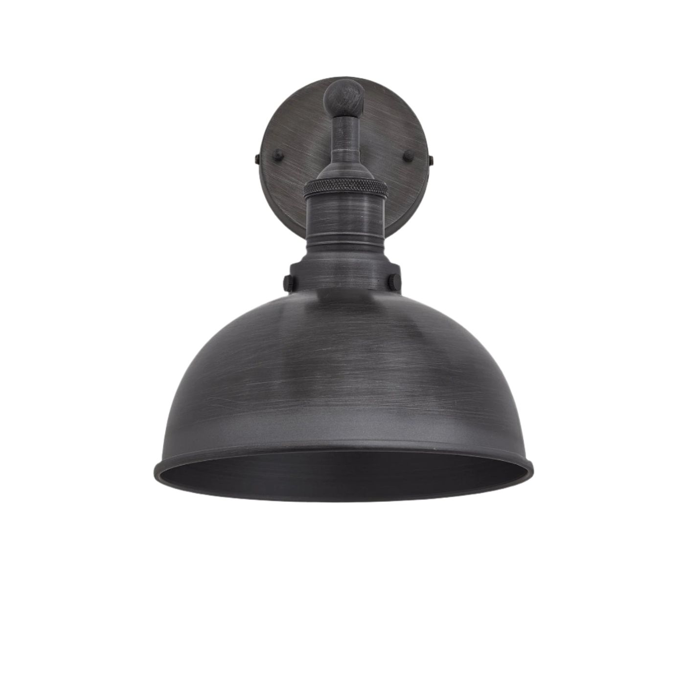 Pewter with Pewter Holder Brooklyn Dome Wall Light - 8 Inch - Industville BR-DWL8-P-PH