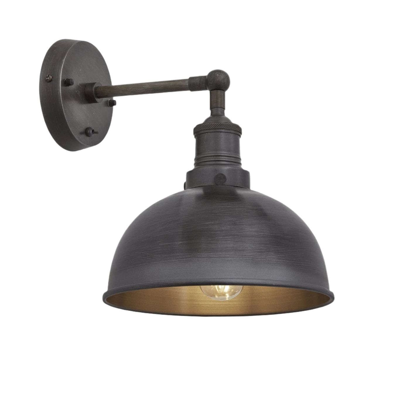 Pewter with Pewter Holder Brooklyn Dome Wall Light - 8 Inch - Industville BR-DWL8-P-PH