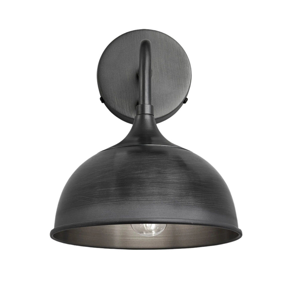 Pewter with Pewter Holder Chelsea Dome Wall Light - 8 Inch - CH-DWL8-P-PH