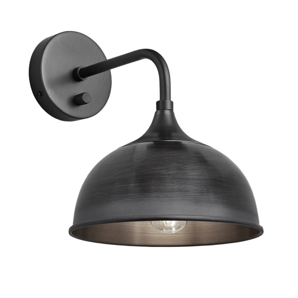 Pewter with Pewter Holder Chelsea Dome Wall Light - 8 Inch - CH-DWL8-P-PH