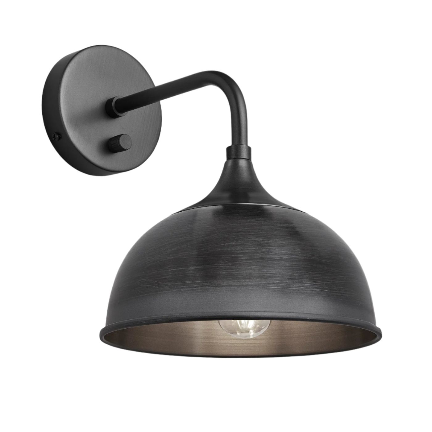 Pewter with Pewter Holder Chelsea Dome Wall Light - 8 Inch - CH-DWL8-P-PH