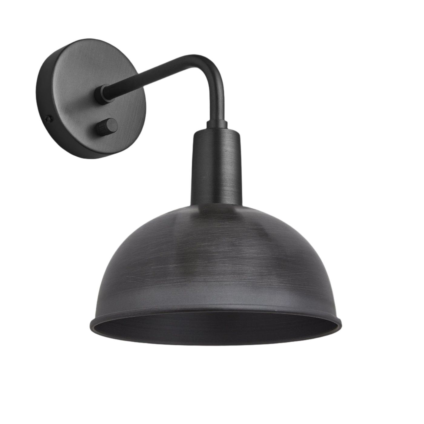 Pewter Sleek Dome Wall Light in 8 Inch with Pewter Holder - Product Code is SL-DWL8-P-PH