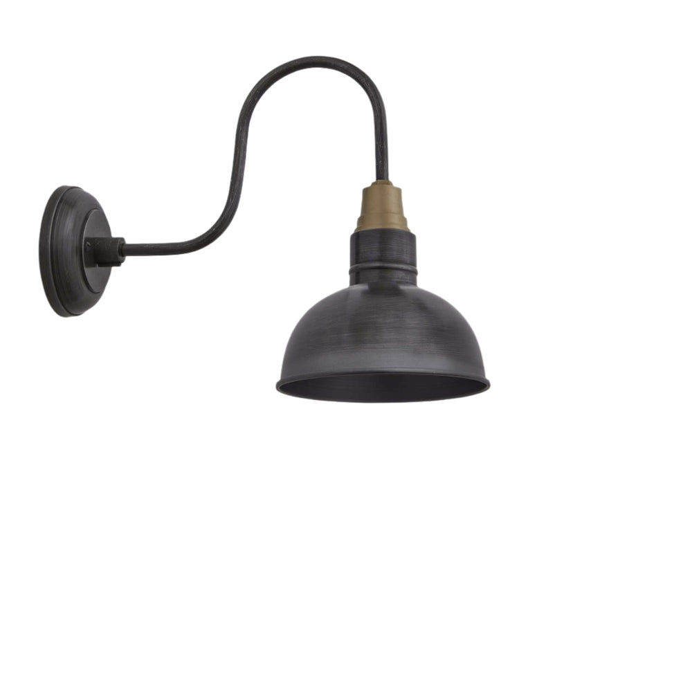 Swan Neck Dome Wall Light - 8 Inch - Pewter Industville SN-DWL8-P-PH