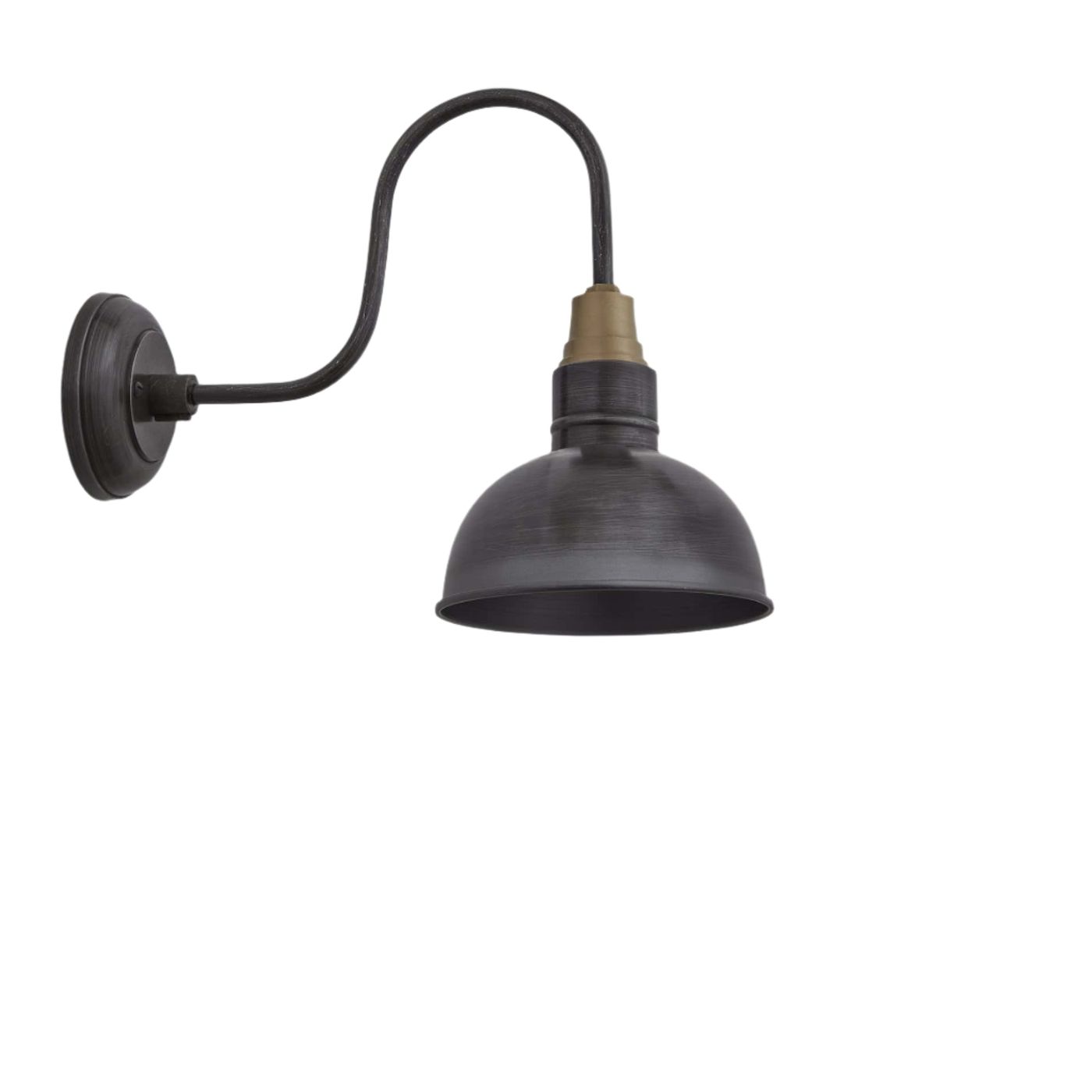 Swan Neck Dome Wall Light - 8 Inch - Pewter Industville SN-DWL8-P-PH