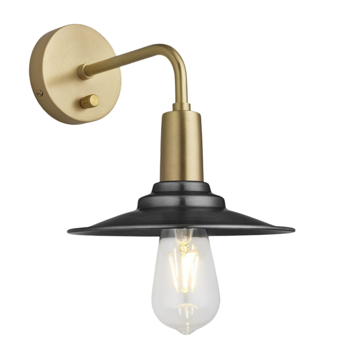 Pewter Sleek Flat Wall Light in 8 Inch with Brass Holder, Product Code is SL-FWL8-P-BH