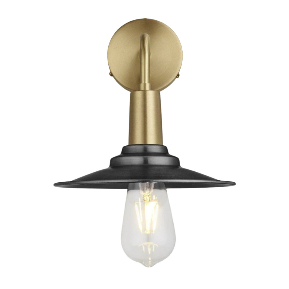 Pewter Sleek Flat Wall Light in 8 Inch with Brass Holder, Product Code is SL-FWL8-P-BH