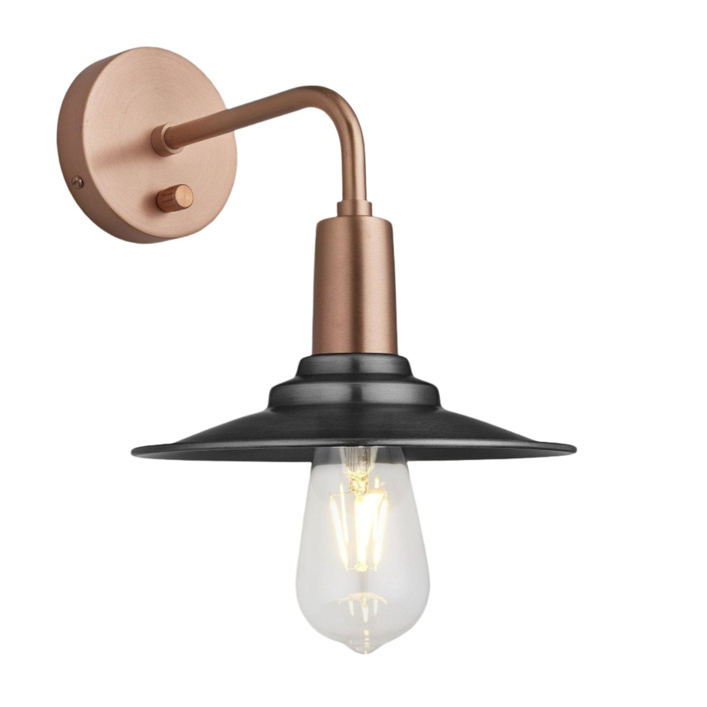 Pewter Sleek Flat Wall Light in 8 Inch with Copper Holder, Product Code is SL-FWL8-P-CH