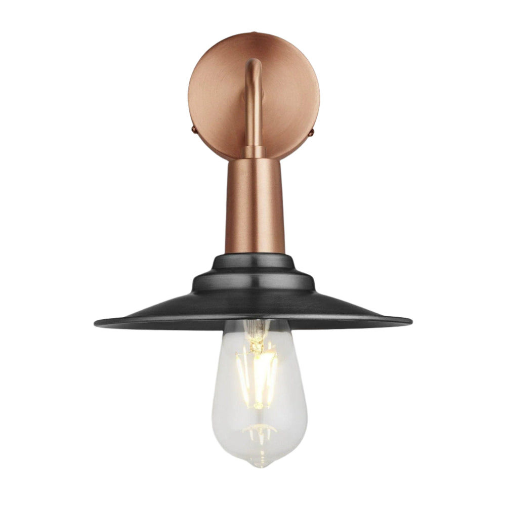 Pewter Sleek Flat Wall Light in 8 Inch with Copper Holder, Product Code is SL-FWL8-P-CH